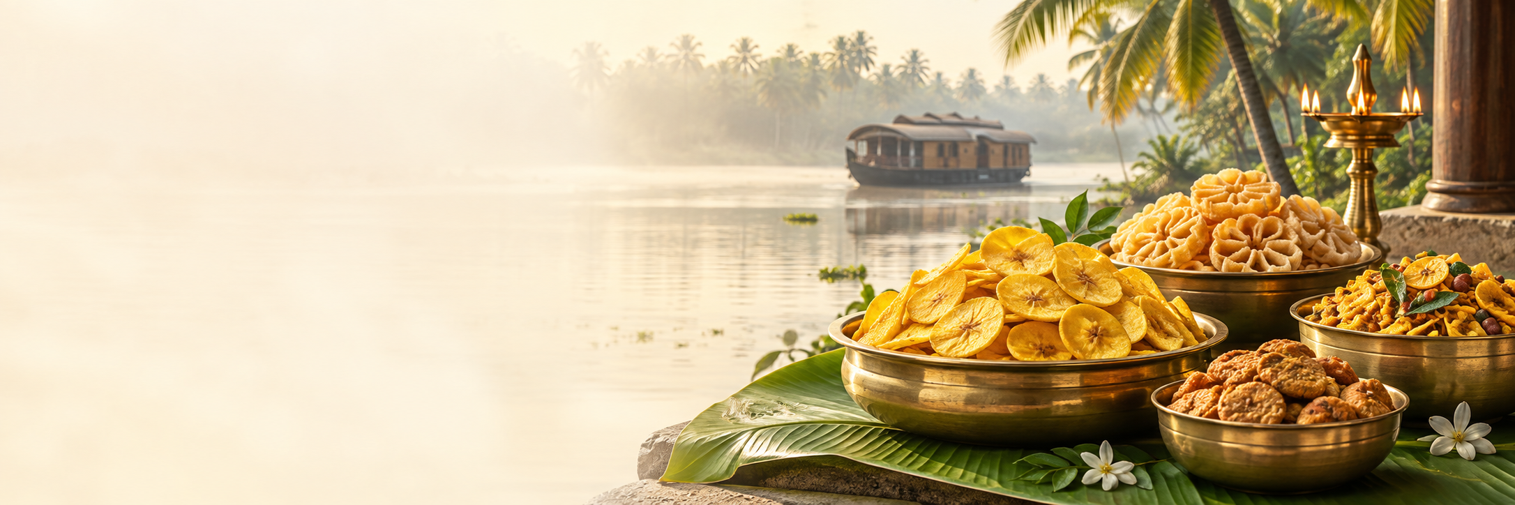 Kerala backwaters and traditional snacks — illustrative scene